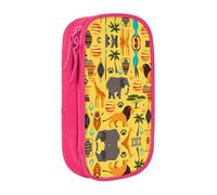 Uusnwaa Trousse à crayons en tissu Oxford avec imprimé éléphant d'Afrique, pochette de rangement multifonction avec compartiments, rose, Taille unique, Trousse de maquillage