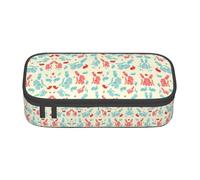Uusnwaa Trousse à crayons et pochette à fermeture éclair avec poche en maille pour l'école - Grande capacité - Imprimé lapin magicien