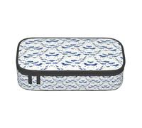 Uusnwaa Trousse à crayons et pochette à fermeture éclair de grande capacité avec poche en maille pour l'école Motif baleine bleue