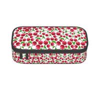 Uusnwaa Trousse à crayons et pochette à fermeture éclair de grande capacité avec poche en maille pour l'école Motif cerises rouges