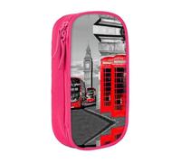 Uusnwaa Trousse à crayons rétro en tissu Oxford avec compartiments Motif téléphone de Londres, rose, Taille unique, Trousse de maquillage