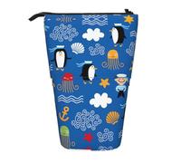 Uusnwaa Trousse à crayons télescopique avec imprimé pingouin et tortue - Pour l'école, le bureau, un usage quotidien