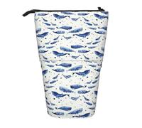 Uusnwaa Trousse à crayons télescopique avec motif baleine bleue - Pour l'école, le bureau, un usage quotidien