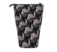 Uusnwaa Trousse à crayons télescopique avec support rétractable Motif rhinocéros en colère - Pour l'école, le bureau, un usage quotidien