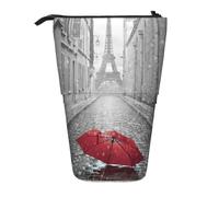 Uusnwaa Trousse télescopique avec motif Tour Eiffel et rue Paris - Rouge - Pour l'école, le bureau, le quotidien