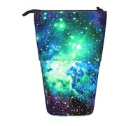Uusnwaa Trousse télescopique avec support - Motif galaxie - Vert / bleu / violet - Pour l'école, le bureau, un usage quotidien