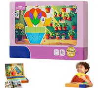 Uuxkgu Children’s Educational Magnetic Tangram Puzzle,Pattern Blocks-Classic Game Tangram Shape Jigsaw Puzzles,with Pattern Cards,Learning Toys for Kids Ages 3-8,Geometry Gift-D