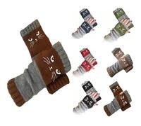 Uuxkgu women's cat embroidery fingerless gloves,Cat Embroidery Splicing Knitted Gloves,Thick Warm Winter,knitted fingerless gloves,Warm Splicing Fashion Gloves,Soft Stretchy Knit Gloves Warm Glove-H