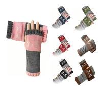 Uuxkgu women's cat embroidery fingerless gloves,Cat Embroidery Splicing Knitted Gloves,Thick Warm Winter,knitted fingerless gloves,Warm Splicing Fashion Gloves,Soft Stretchy Knit Gloves Warm Glove-F