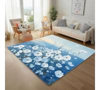UUZEAI Botanique Floral Tapis de Décoration Chambre, Peinture À l'huile Motif Fleur Tapis Doux Poils Courts, Tapis Lavable Antidérapant pour Salon, Paillasson Interieur Entree 40x60cm