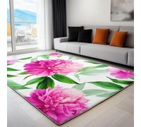 UUZEAI Fleurs de Pivoine Rose Tapis 3D Imprimé pour Salon Chambre Grand Tapis de Sol Lavable Doux Antidérapants pour Salle à Manger, Cuisine, Décor à la Maison 200x300cm