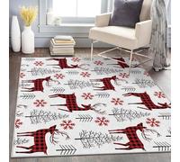 UUZEAI Grand Tapis de Noël Boho Lavable, Motif Sapin de Noël et Renne, pour Salon, Chambre à Coucher, antidérapant, Ultra Fin (50 x 80 cm)
