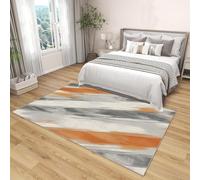 UUZEAI Grand Tapis Salon Lavable Simple, Tapis Design Moderne Abstrait Orange Gris Blanc, Tapis Poils Ras Douce Antidérapant pour Chambre Salle à Manger Cuisine Bureau 160x220cm