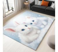 UUZEAI Lapin Animal de Dessin Animé Tapis Enfant, Lavable Doux, Chaton Mignon 3D Imprimé Tapis de Sol Antidérapant pour Salon,Chambre Décoration de Maison Moderne 120x190cm
