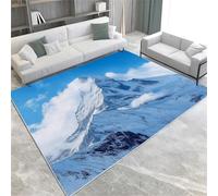 UUZEAI Lavable Tapis de Salon, Bleu Cervin Paysage de Montagne Enneigé Tapis Pile Courte, Doux et Antidérapant Tapis de Sol pour Décor Chambre Couloir Bureau 40x100cm