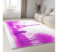 UUZEAI Moderne Tapis de Salon Antidérapant, Paris Romantique, Tour Eiffel à Motif Tapis de Sol Antidérapant Doux Lavable pour Couloir Salle de Bain Chambre Décor 60x150cm