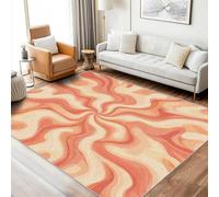 UUZEAI Orange Rose Tapis à Poil Court Motif Tourbillon Abstrait et Lavable Grand Tapis Salon Années 70 Rétro, Antidérapant Doux pour Bureau Chambre Déco Maison(180x280cm)