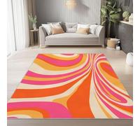 UUZEAI Rose Orange Jaune Tapis Abstrait Wave Rayures Antidérapant Lavable Tapis de Salon à Poil Ras, Moderne Intérieur Décoration pour Chambre, Couloir, Bureau(200x250cm)