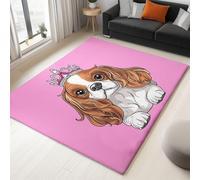 UUZEAI Rose Tapis Salon Chien de Dessin Animé Moderne, Filles Adolescents Chambre Décoration Tapis Antidérapant, Poils Courts Doux Lavable pour Salle à Manger, Cuisine, Entrée 80x250cm