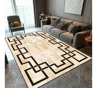 UUZEAI Tapis à Bordure géométrique Beige Moderne et Lavable pour Salon, Grand Tapis Doux et antidérapant pour Chambre à Coucher, Maison, Bureau, 180 x 270 cm