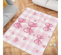 UUZEAI Tapis à Carreaux Buffalo et nœud Papillon, 60 x 120 cm, Lavable, Rose, Style Princesse, pour Chambre de Fille, Doux, Fin et antidérapant