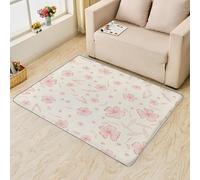 UUZEAI Tapis à Fleurs Roses pour Chambre de Fille, antidérapant et Lavable, Motif Floral champêtre, pour Salon et Chambre à Coucher (40 x 60 cm)