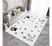 UUZEAI Tapis à Motif de Pattes de Chien, Animal de Dessin animé Noir, Doux, antidérapant et Lavable, idéal pour Les Chambres et Les Chambres d'enfants (120 x 190 cm)