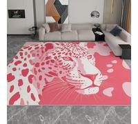 UUZEAI Tapis à Motif léopard Rose 100 x 120 cm, Lavable, pour Salon Chambre, Salle de Bain, entrée, Ultra-Fin et antidérapant