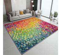 UUZEAI Tapis à Motifs Géométriques Carrés Abstraits Colorés, Tapis Chambre Doux à Poils Courts, Paillasson Intérieur Antidérapant Lavable Grands Tapis Modernes pour Salon Couloir 40x60cm