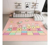 UUZEAI Tapis à Poils Courts Rose, Motif Animaux rigolos et Chiffres, antidérapant et Lavable, idéal pour la Chambre ou Le Salon, 60 x 150 cm