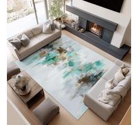 UUZEAI Tapis Abstrait Moderne 180 x 200 cm, Lavable et antidérapant, Couleur Turquoise, Texture vieillie, Style Contemporain, idéal pour Le Salon ou la Chambre, Ultra Fin