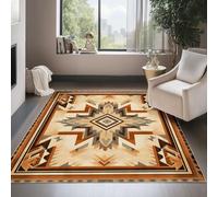 UUZEAI Tapis Antidérapant de Salon Rustique Sud-Ouest, Géométrique Vintage, Style Ethnique Aztèque Amérindien Tapis Doux Poils Ras Lavable pour Chambre, Cuisine, Couloir 150x210cm