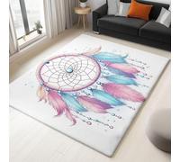UUZEAI Tapis Bohème Attrape-Rêves Aquarelle Plumes Motif pour Salon, Chambre à Coucher Décoration, Antidérapant Lavable Doux Tapis de Sol pour Cuisine 40x60cm