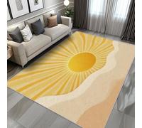 UUZEAI Tapis Boho Jaune, Motif Soleil Abstrait, Lavable et antidérapant, pour Chambre à Coucher et Salon (50 x 80 cm)