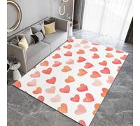 UUZEAI Tapis Chambre à Poils Courts, Rouge Aquarelle Graffiti Design Amour Coeur Décoration Maison Tapis Antidérapant Doux Lavable pour la Salon la Salle de Bain Le Buanderie(50x80cm)