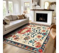 UUZEAI Tapis Chambre Oriental Vintage, Motif Florale Coloré Tapis Salon, Poils Courts Doux Paillasson Intérieur Tapis Antidérapant Lavable pour Salle à Manger Cuisine 40x100cm