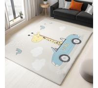 UUZEAI Tapis Chambre Voiture Girafe de Dessin Animé pour Enfants Garçons Filles Lavable Tapis Salon Poils Courts Antidérapant, Décorer Intérieur Moderne, Gris Clair 120x180cm
