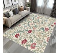 UUZEAI Tapis Chambre William Morris Style Rétro Floral Motif Lavable Doux et Antidérapant Grand Tapis de Sol Interieur Rural pour Salle à Manger Salon Décor à La Maison(50x80cm)