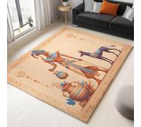UUZEAI Tapis Culture de Égyptien Ancienne Pharaons Hiéroglyphique Rétro Ethnique Tapis Antidérapant, Paillasson d'intérieur Lavable pour Chambre Salon Couloir Bureau 90x120cm