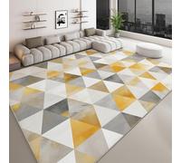 UUZEAI Tapis de Chambre 180x300 cm Gris et Jaune, Motif géométrique Abstrait Moderne à Triangles, antidérapant, Lavable, pour Salon ou Cuisine