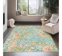 UUZEAI Tapis de Chambre Floral Style William Morris Lavable et Antidérapant Tapis de Sol Rural Pile Courte Doux pour Interieur Entrée Couloirs Cuisine Salon Décor(120x150cm)