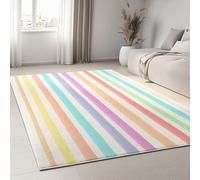 UUZEAI Tapis de Chambre Rayé Arc-en-Ciel pour Enfant Doux Antidérapant Paillasson Intérieur Moderne Géométrique Lavable à Poils Ras pour Salon Cuisine(120x240cm)