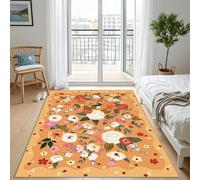 UUZEAI Tapis de Chambre Vintage à Motifs Floraux 150 x 250 cm, Style bohème, antidérapant, Lavable, Grand Format, Doux et Ultra Fin