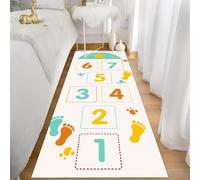 UUZEAI Tapis de Couloir Amusant Motif marelle pour Chambre d'enfant, imprimé Empreintes de Pas colorées, antidérapant et Lavable, idéal pour Chambre d'enfant (80 x 250 cm)