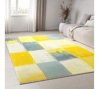 UUZEAI Tapis de Décoration Art Moderne Jaune Gris Design Peinture à l'huile Abstraite Puzzle en Rectangle Tapis Poils Courts, Lavable Antidérapant pour Salon, Chambre, Couloir 120x160cm