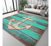 UUZEAI Tapis de Porte Vintage Grain de Bois Ancre Rustique Nautique Entrée Tapis Doux à Poils Courts Lavable Antidérapant pour Salon, Chambre, Décoration Intérieur 40x60cm