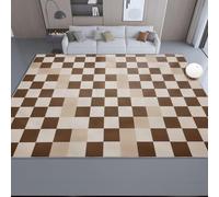UUZEAI Tapis de Salon 120x120 cm, Tapis Moderne à Carreaux géométriques Marron et Beige, Lavable et antidérapant, pour la Chambre, la Salle à Manger ou Le Bureau
