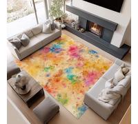 UUZEAI Tapis de Salon 150 x 210 cm, Motif tie-Dye Abstrait coloré, Lavable, antidérapant, Grand Format, pour Chambre à Coucher, Arc-en-Ciel