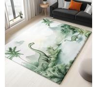 UUZEAI Tapis de Salon 3D Dinosaure Doux Lavable, Vert Le Animal de Jungle Motif Moderne à Poils Courts Antidérapant Tapis pour Chambre d'enfant Décoration, Mince(140x200cm)