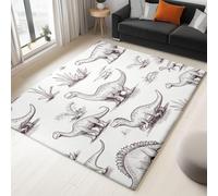 UUZEAI Tapis de Salon 3D Dinosaures, Antidérapante Lavable, Dessiné à La Main Animal Abstrait Motif Poil Ras Doux Moquette Chambre pour Enfants Garçons(240x300cm)